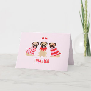 Thank You Cute Pug Dogs Card