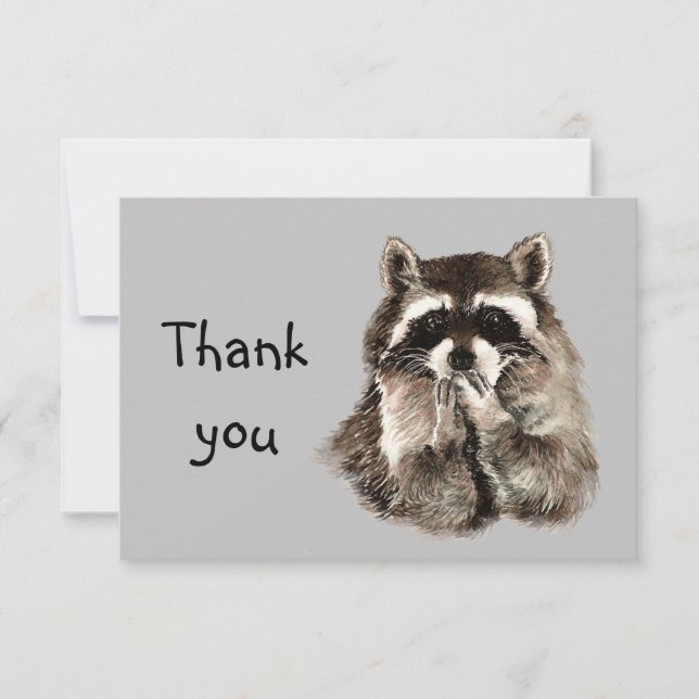 Thank You Cute Racoon Blowing Kisses Animal Humour (Front)