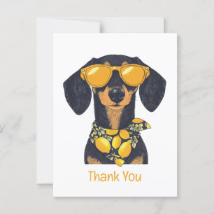 Thank You Dachshund Dog Sunglasses Lemons Postcard