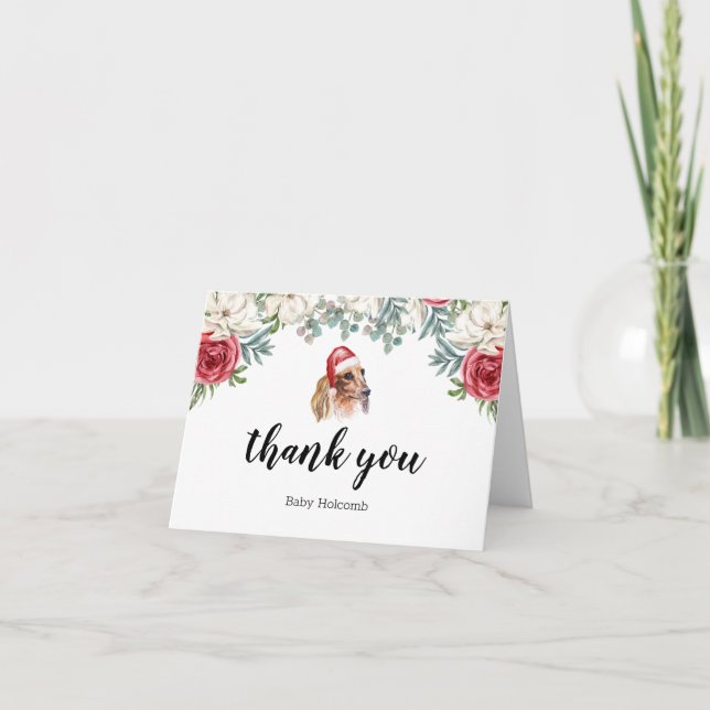 Thank you Dachshund Watercolor Festive Card (Front)