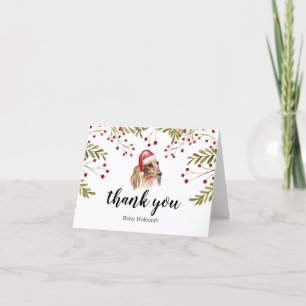 Thank you Dachshund Watercolor Festive Misletoe Card