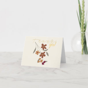 Thank You Dainty Gold Maroon Floral Card