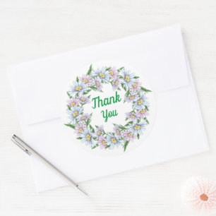 Thank You Daisy Floral Wreath Sticker
