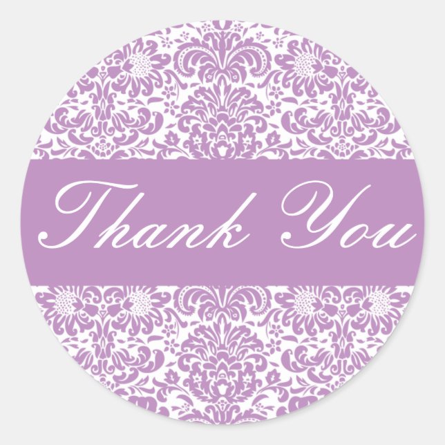 Thank You Damask Envelope Sticker Seal (Front)
