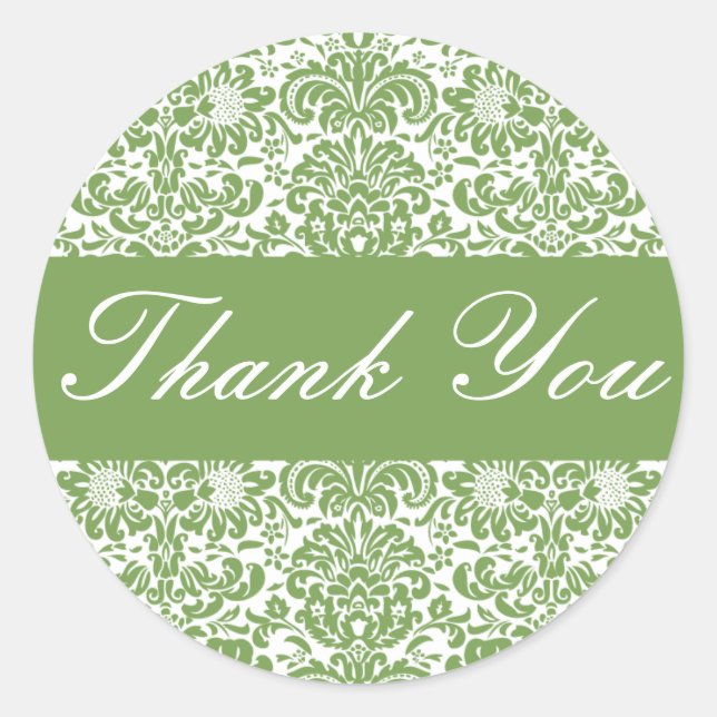 Thank You Damask Envelope Sticker Seal (Front)