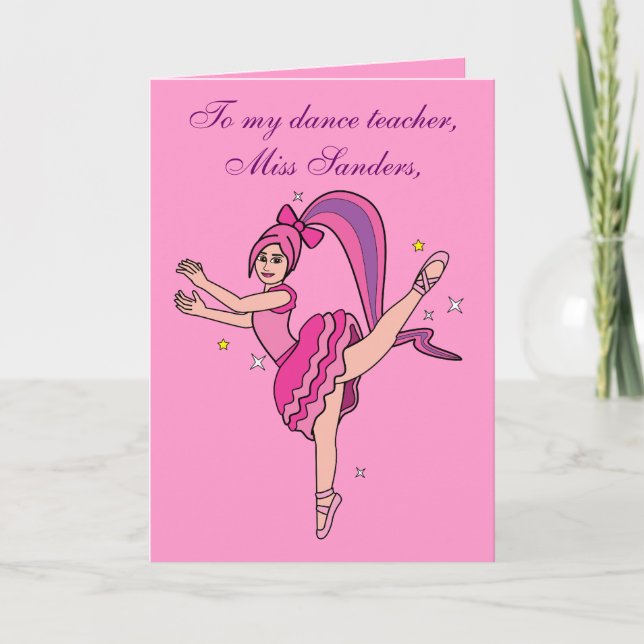 Thank You Dance Teacher Card: Customisable (Front)