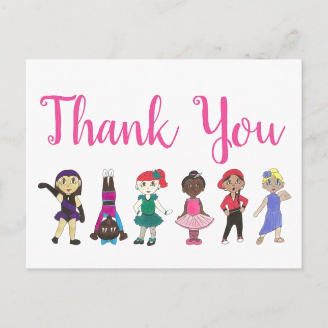 Thank You Dance Teacher Recital Ballet Tap Jazz Postcard (Front)