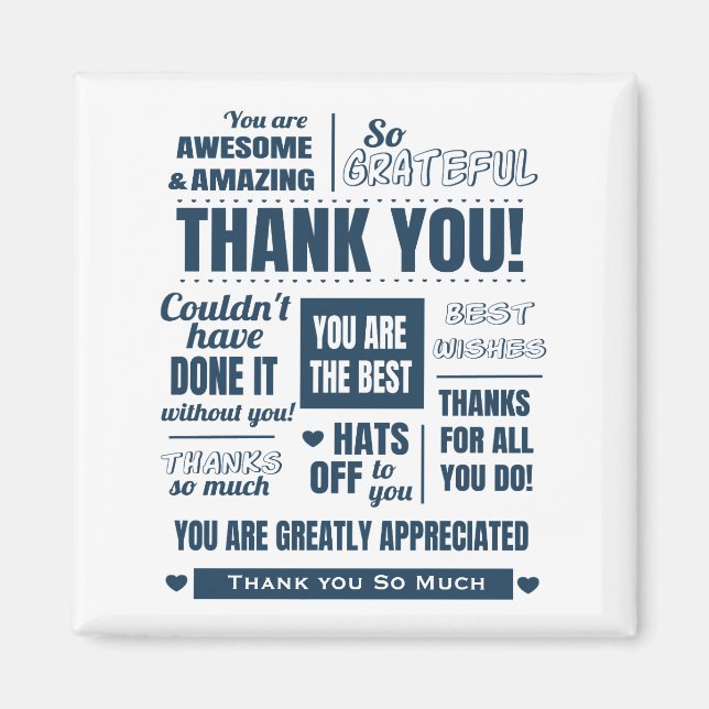 Thank You Dark Blue Message Magnet (Front)