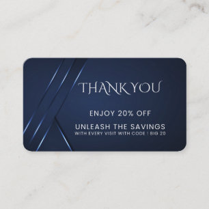 Thank You Dark Blue Modern Discount Card
