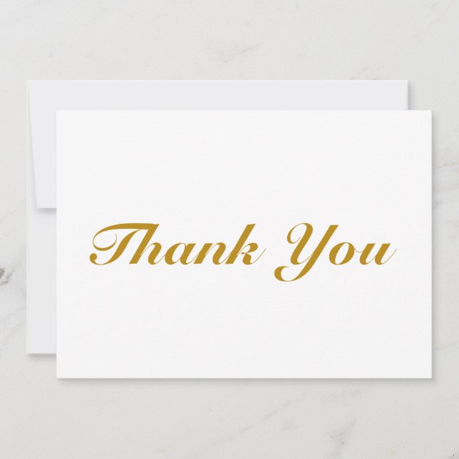 Thank You dark gold white elegant script note card (Front)