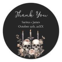 Thank You Dark Gothic Wedding favour Sticker