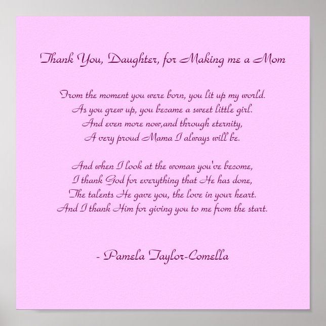 Thank You, Daughter, for Making me a Mum, From ... Poster (Front)