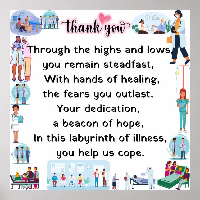 Thank you, dear hospital staff poster (Front)