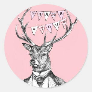 Thank-you deer classic round sticker