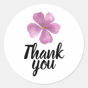 Thank You Delicate Purple Watercolor Flower Classic Round Sticker