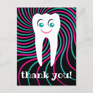 thank you dentist smiling tooth postcard