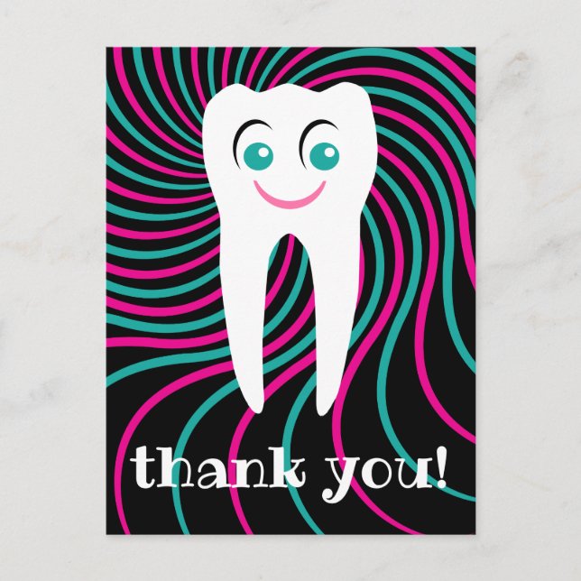 thank you dentist smiling tooth postcard (Front)