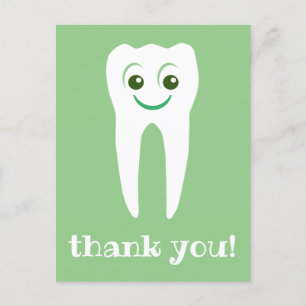 thank you dentist smiling tooth postcard