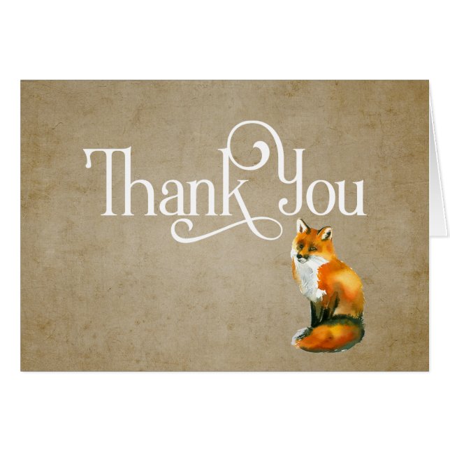 Thank You Design with Watercolor Fox (Front Horizontal)
