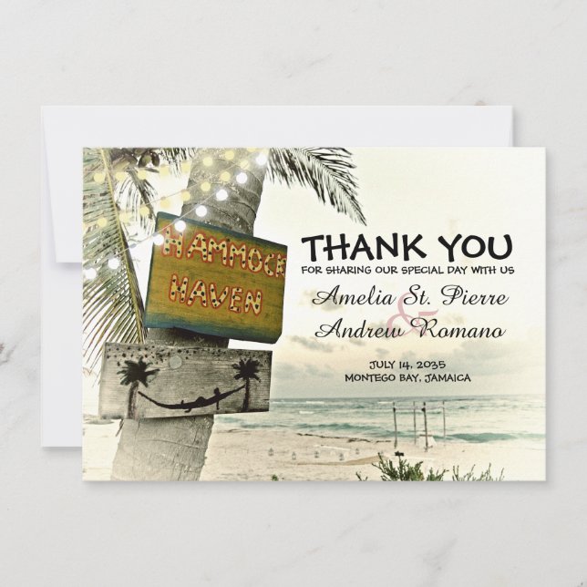 Thank You Destination Beach Wedding Card (Front)