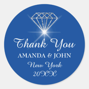 Thank You Diamond Name Wedding Bridal Sweet16th Classic Round Sticker