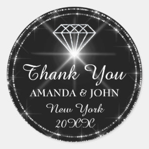 Thank You Diamond Name Wedding Bridal Sweet16th Classic Round Sticker