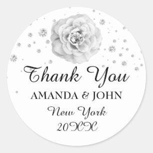 Thank You Diamond  Name Wedding Bridal Sweet16th Classic Round Sticker