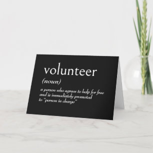 Thank You Dictionary Definition for VOLUNTEER Card