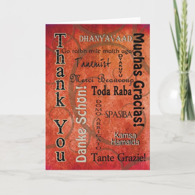 THANK YOU - DIFFERENT LANGUAGES - ORANGE CARD (Front)