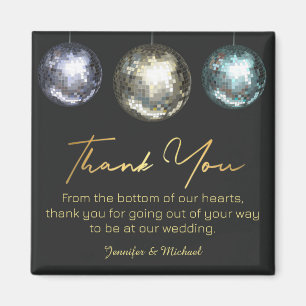  thank you disco balls black golden wedding  magnet