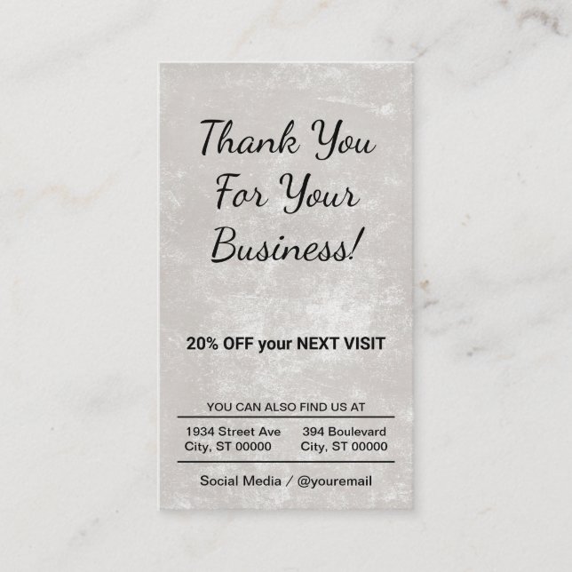 Thank You Discount  Business Card (Front)