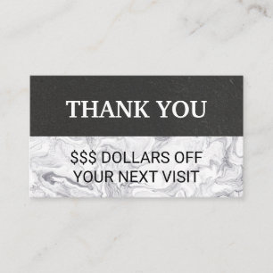 Thank You Discount Loyalty Black Wall Marble Business Card