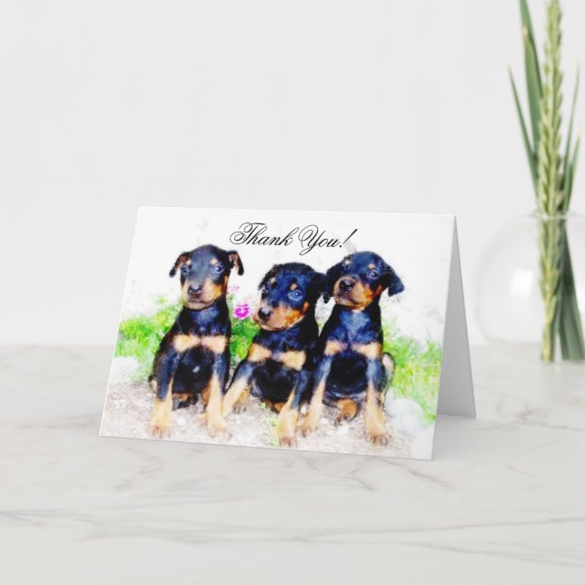 Thank You Doberman Pinscher pups greeting card (Front)