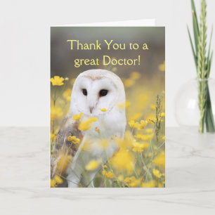 Thank You Doctor, Custom Flower Garden Barn Owl  Card