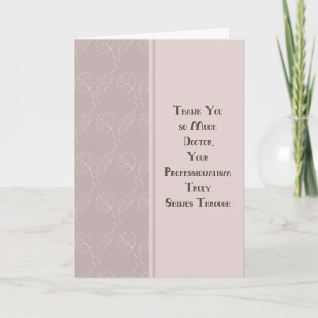 Thank You Doctor for Care of Illness Patient Card (Front)