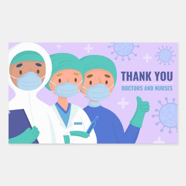 Thank You Doctors and Nurses Rectangular Sticker (Front)