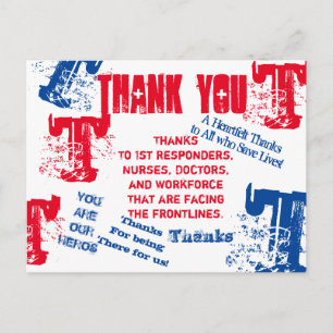 THANK YOU DOCTORS,NURSES & FIRST RESPONDERS POSTCARD