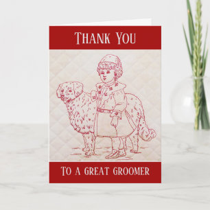 Thank You Dog Groomer Vintage Embroidery of Dog