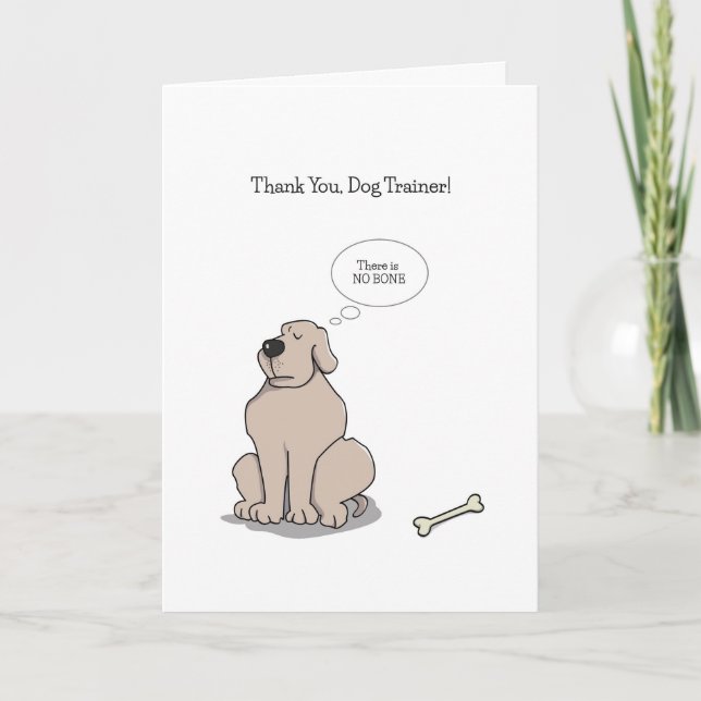 Thank You Dog Trainer Cards, Funny Dog Cartoon (Front)