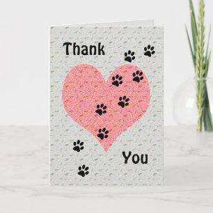 Thank You Dog Walker Heart Paw Print Appreciation Card