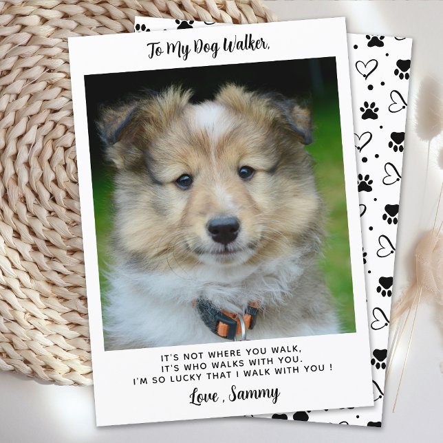 Thank You Dog Walker Simple Cute Custom Pet Photo Card (Creator Uploaded)