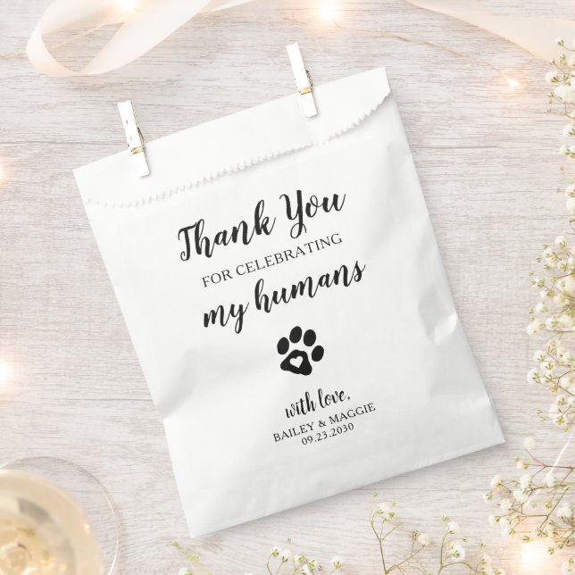 Thank You Doggie Bag Dog Treat Wedding Favour Bag (Clipped)
