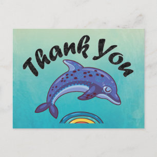 Thank You Dolphin Jumping Over Colourful Water Postcard
