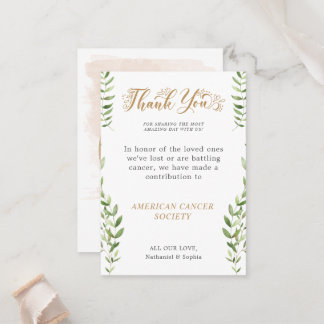 Thank You Donate To Charity Wedding Place Card