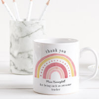 Thank You Doodle Pink Rainbow Awesome Teacher
