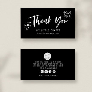 Thank You Doodle Stars Black Small Business Card