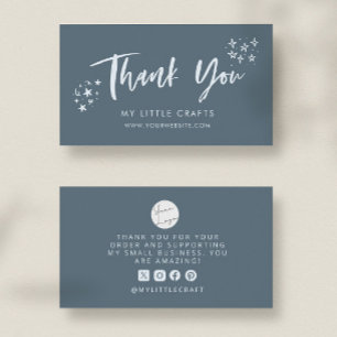 Thank You Doodle Stars Blue Small Business Card