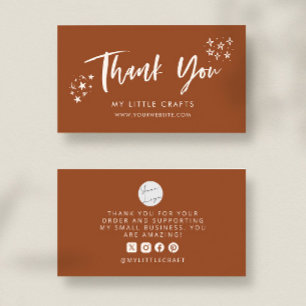 Thank You Doodle Stars Terracotta Small Business  Business Card