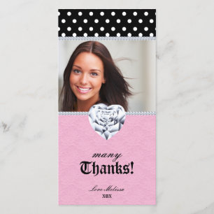 Thank You Dots Lace Heart Diamonds Sweet 16 Card