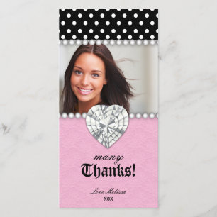 Thank You Dots Lace Pearls Jewel Sweet 16 Card